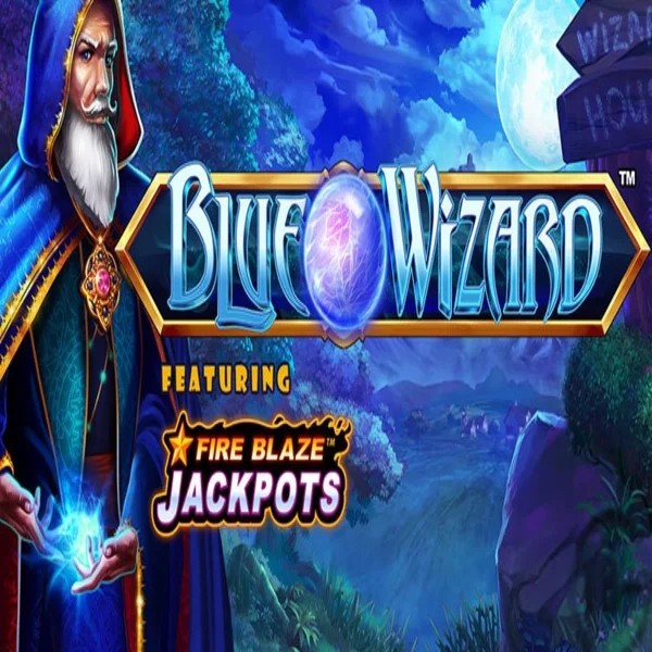 Blue Wizard Fire Blaze Jackpots logo – Slots by Rarestone Gaming at Goldenbet Casino
