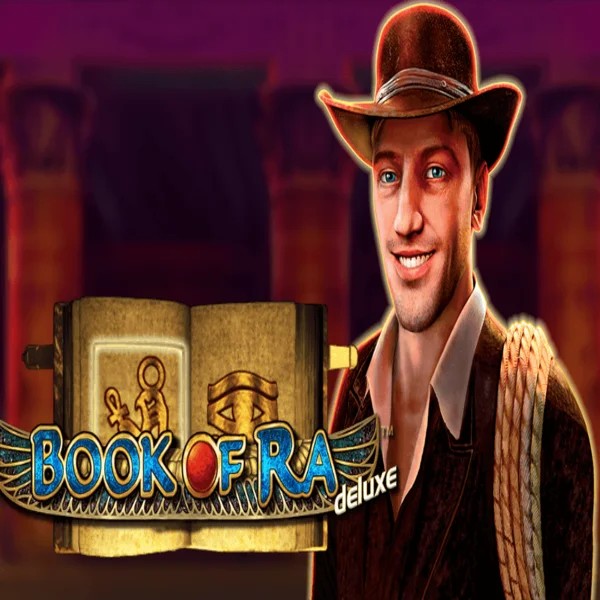 Official Slots logo: Book of Ra Deluxe by Novomatic at Goldenbet Casino