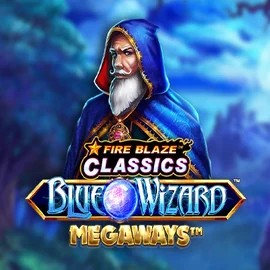 Fire Blaze Blue Wizard Megaways logo by Rarestone Gaming Goldenbet Casino