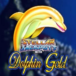 Dolphin Gold with Stellar Jackpots slot visual from Lightning Box Game available on goldenbetcasino.eu.com