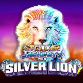 Stellar Jackpots with Silver Lion online game logo by Lightning Box Game on goldenbetcasino.eu.com