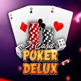Three Card Poker Delux slot logo by Urgent Games at Goldenbet Casino
